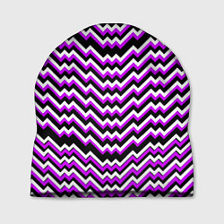 Шапка Фиолетовые и белые ломаные линии, цвет: 3D-принт