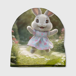 Шапка Забавный белый кролик в платье, цвет: 3D-принт