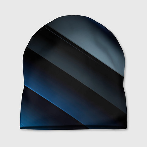 Шапка Темная синяя стильная абстракция на черном фоне / 3D-принт – фото 1