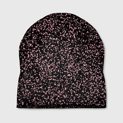 Шапка Чёрный с мелкими розовыми брызгами, цвет: 3D-принт