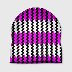 Шапка Вертикальные бело-розовые полосы