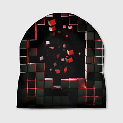 Шапка Окно в пространство - черно-красные кубы