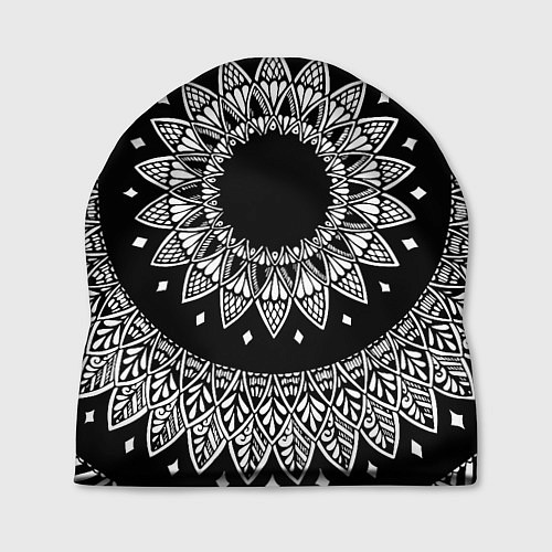 Шапка Мандала черно-белая с лепестками / 3D-принт – фото 1