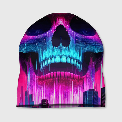 Шапка Pixel skull blast brain - cyber city ai art / 3D-принт – фото 1