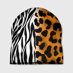 Шапка Леопардовые пятна с полосками зебры, цвет: 3D-принт