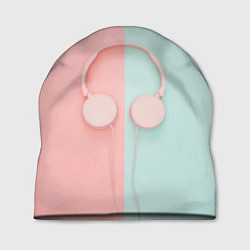 Шапка Двухцветные голубые и розовые наушники