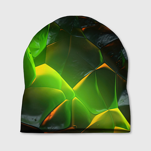 Шапка Зеленая абстрактная неоновая текстура / 3D-принт – фото 1