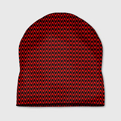 Шапка Красно-чёрный волнистые линии, цвет: 3D-принт