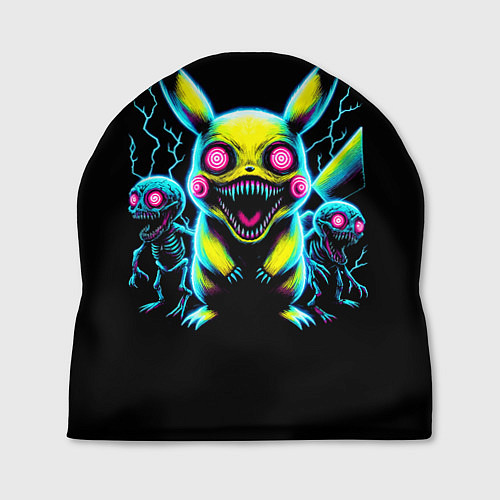 Шапка Pikachu and skeletons - neon glow ai art / 3D-принт – фото 1