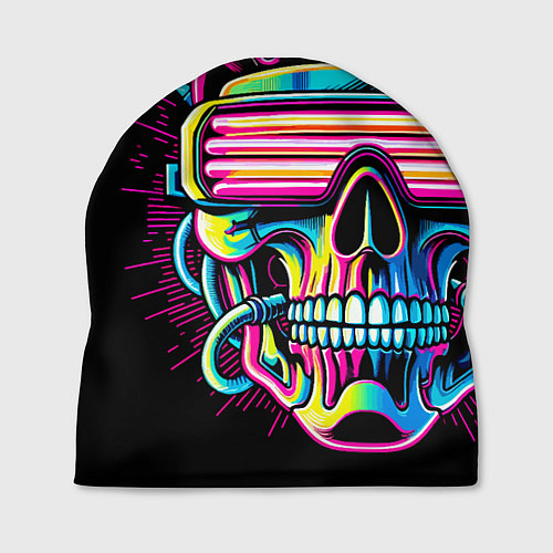 Шапка Cyber skull - ai art neon / 3D-принт – фото 1