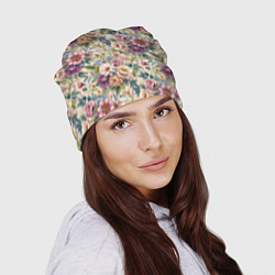 Шапка Нежные цветочные мотивы паттерны, цвет: 3D-принт — фото 2