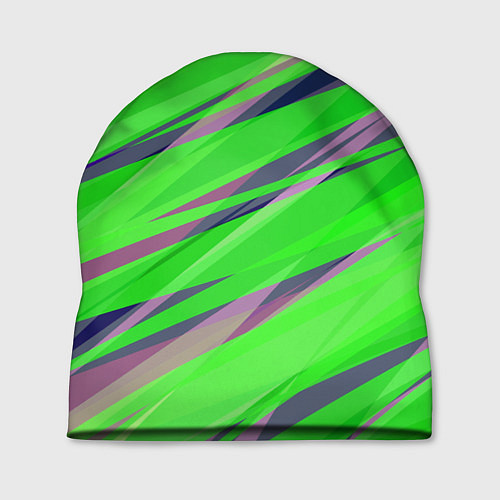 Шапка Зелёный и фиолетовый абстрактные полосы / 3D-принт – фото 1