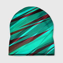 Шапка Бирюзовый и бордовый абстрактные полосы