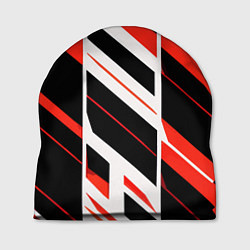 Шапка Black and red stripes on a white background, цвет: 3D-принт