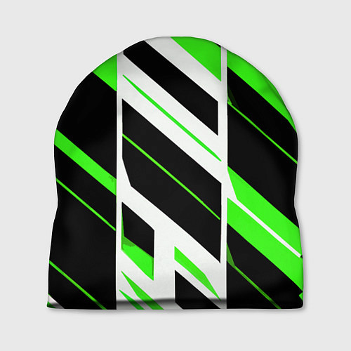 Шапка Black and green stripes on a white background / 3D-принт – фото 1