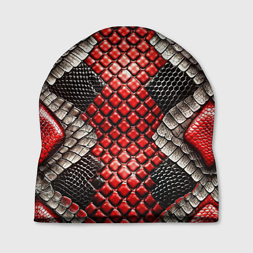 Шапка Змеиная объемная текстурная красная шкура / 3D-принт – фото 1