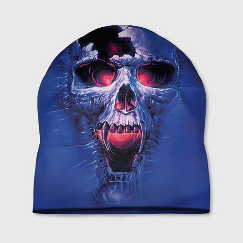 Шапка Череп разъяренный кричащий - blue skull / 3D-принт – фото 1