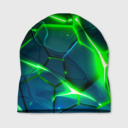 Шапка Неоновые яркие зеленые разломленные плиты со свето