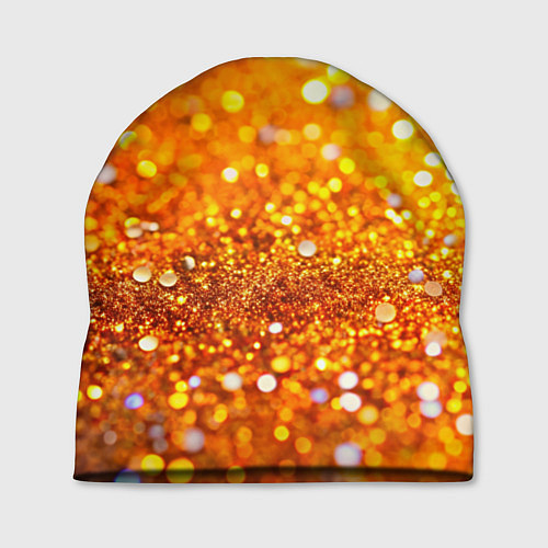 Шапка Оранжевые и желтые блестяшки боке / 3D-принт – фото 1