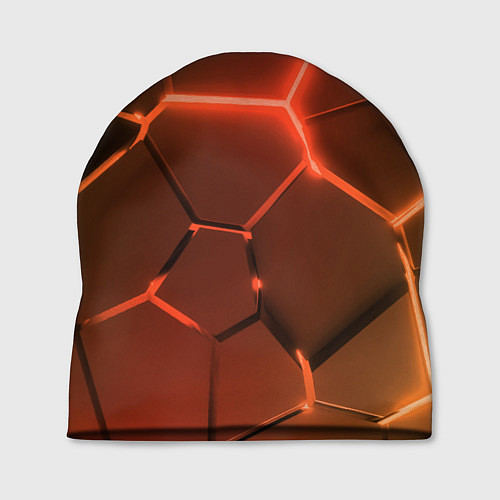 Шапка Оранжевые неоновые плиты в разломе / 3D-принт – фото 1