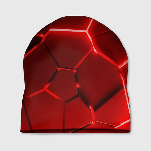 Шапка Яркие красные неоновые плиты в разломе / 3D-принт – фото 1