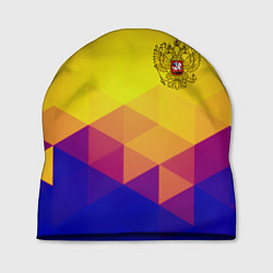 Шапка Желтая геометрия - спорт Россия с гербом