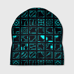 Шапка Квадратные геометрические инженерные синие схемы п, цвет: 3D-принт