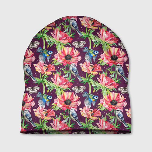 Шапка Птицы и цветы / 3D-принт – фото 1