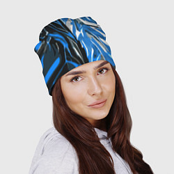 Шапка Синяя абстракция на чёрно-белом фоне, цвет: 3D-принт — фото 2