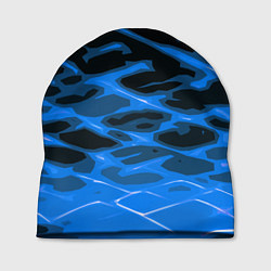Шапка Синие абстрактные полосы на чёрном фоне
