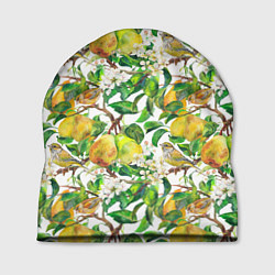 Шапка Груша и птичка зеленушка
