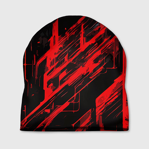 Шапка Red stripes on a black background / 3D-принт – фото 1