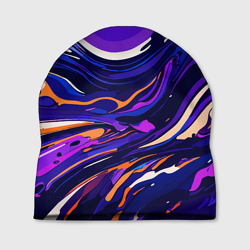 Шапка Разноцветная абстракция разводов / 3D-принт – фото 1