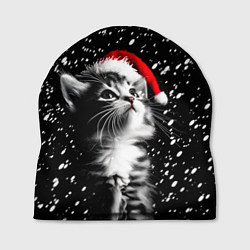 Шапка Милый котенок - первый снег, цвет: 3D-принт
