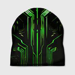 Шапка Green stripes on a black background