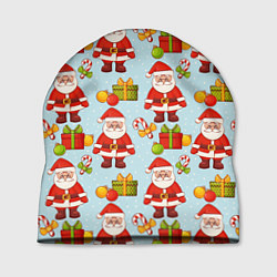 Шапка Новогодний паттерн с Сантой и подарками, цвет: 3D-принт
