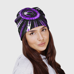 Шапка Чёрно-фиолетовая сфера киберпанк, цвет: 3D-принт — фото 2