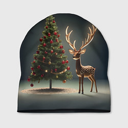Шапка Новогодний олень и елка, цвет: 3D-принт
