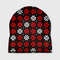 Шапка Red and white stars on a black background