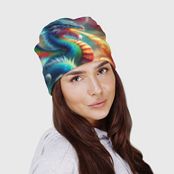 Шапка Огнедышащий космический дракон - нейроарт фантазия, цвет: 3D-принт — фото 2