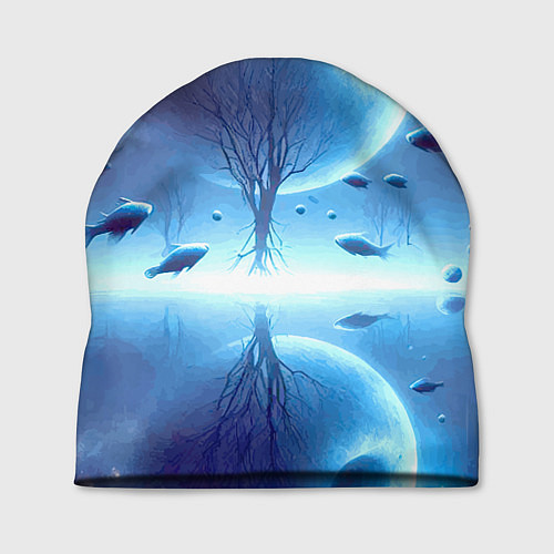 Шапка Луна и рыбы - нейроарт фантазия / 3D-принт – фото 1