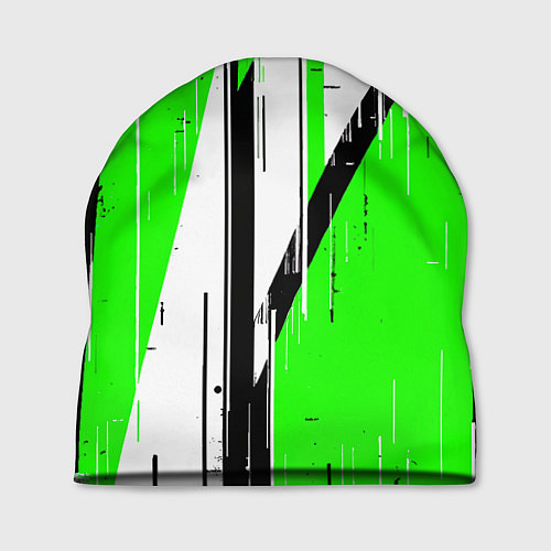 Шапка Black and white vertical stripes on a green backgr / 3D-принт – фото 1