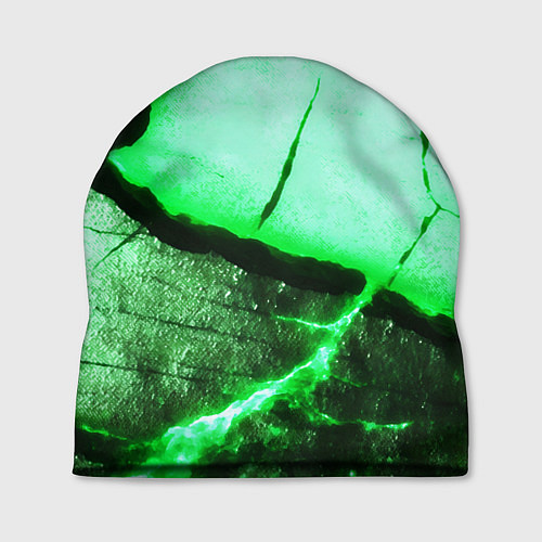 Шапка Трещины на абстрактном зелёном фоне / 3D-принт – фото 1