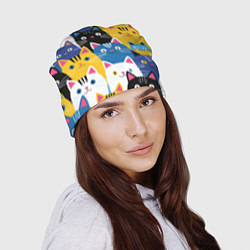 Шапка Много цветных котиков, цвет: 3D-принт — фото 2