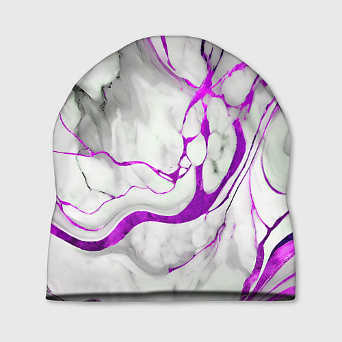 Шапка Фиолетово-белый мрамор / 3D-принт – фото 1