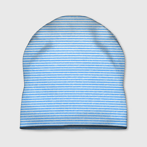 Шапка Белый с голубым текстурный в полоску / 3D-принт – фото 1