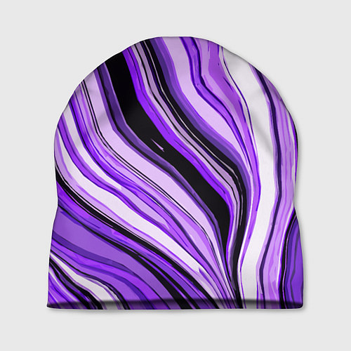 Шапка Волнистые вертикальные чёрно-фиолетовые полосы / 3D-принт – фото 1