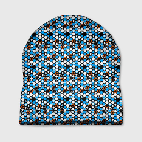 Шапка Киберпанк шестиугольники синие / 3D-принт – фото 1