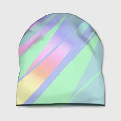 Шапка Светлый зелёный мятный с полосами градиент