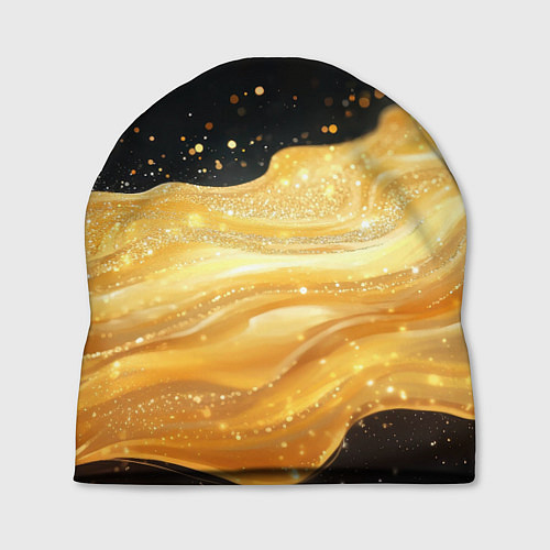 Шапка Золотистая материя на черном фоне / 3D-принт – фото 1
